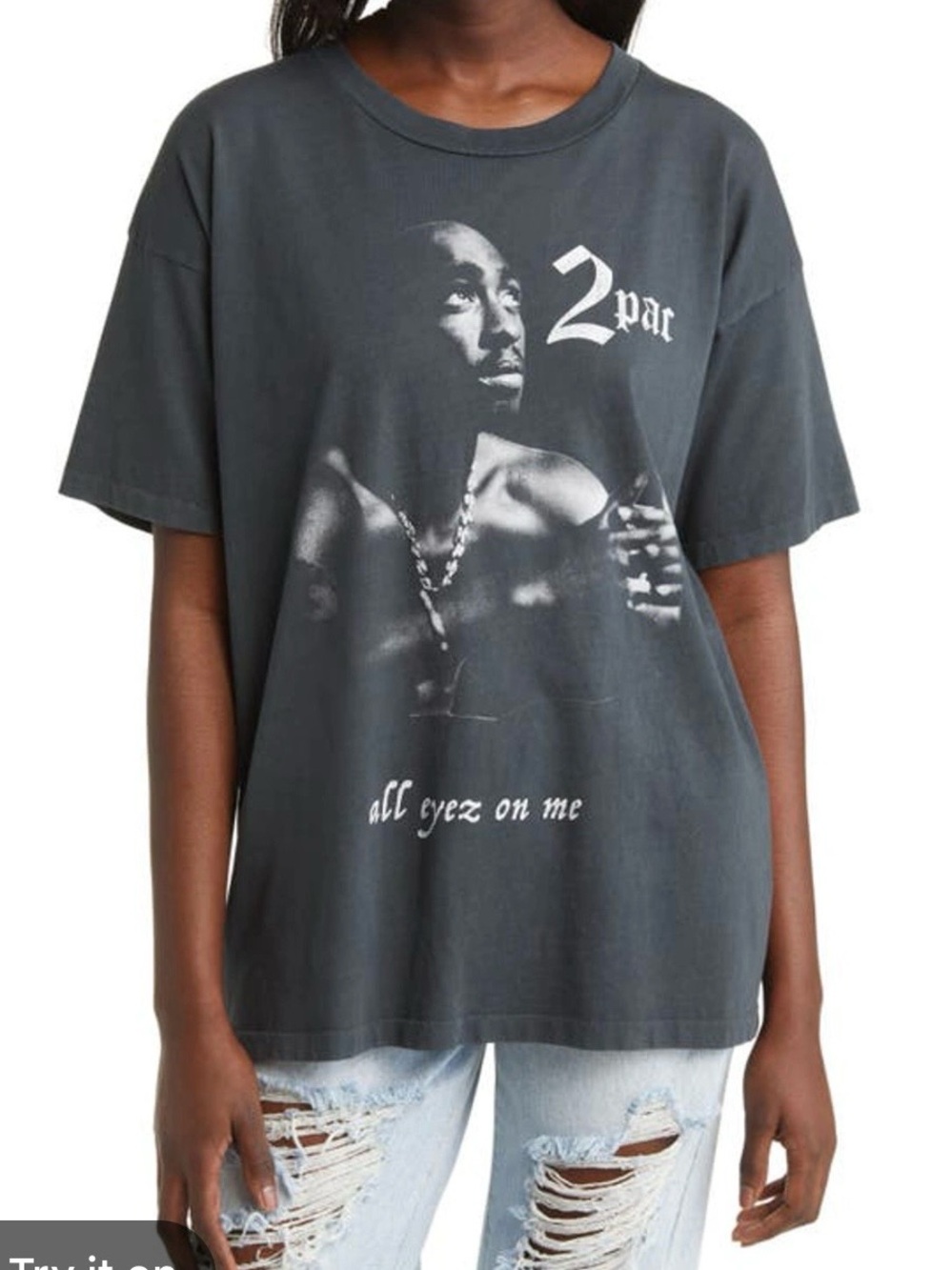 Daydreamer 2Pac 'All Eyez On Me' Graphic Tee - Charcoal Black